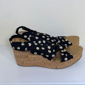 Blowfish Black Daisy Wedge Sandals